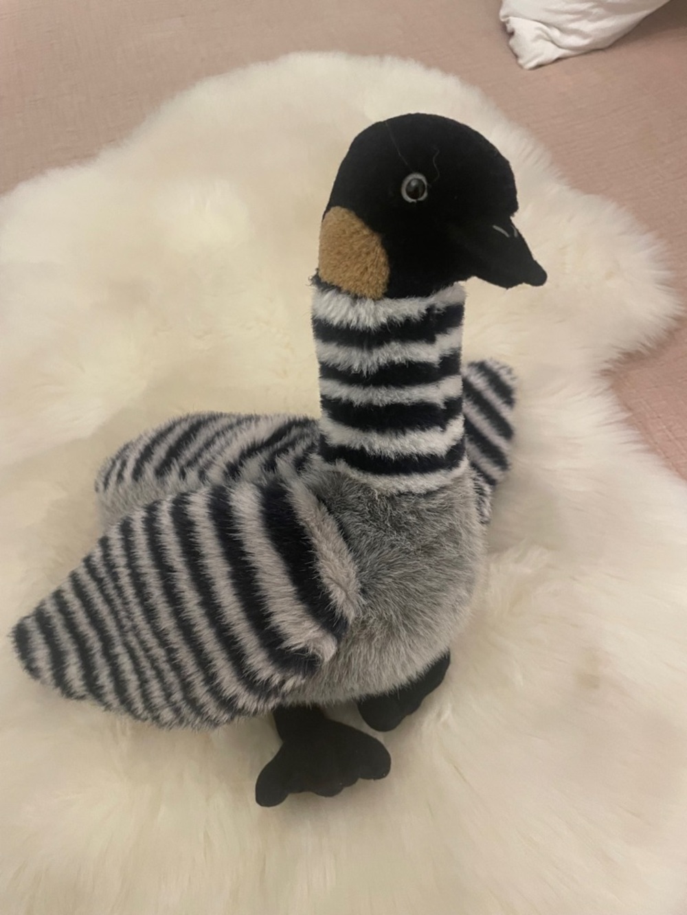 Dakin Plush Striped Waterfowl Hawaiian Nene Goose Toy - Black, Gray & Tan